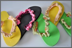 Easy Crocheted Ruffled Flip Flops with free pattern from Sparkles of Sunshine.