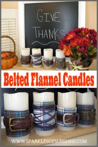 Dress up boring candles with leather belts and flannel for fall. Get inspired at Sparkles of Sunshine!