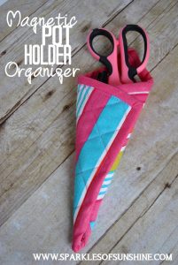 An easy DIY gift idea....a magnetic pot holder organizer!