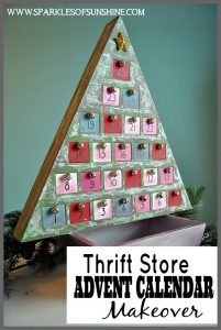 See this beautiful thrift store Advent Calendar makeover at Sparkles of Sunshine.