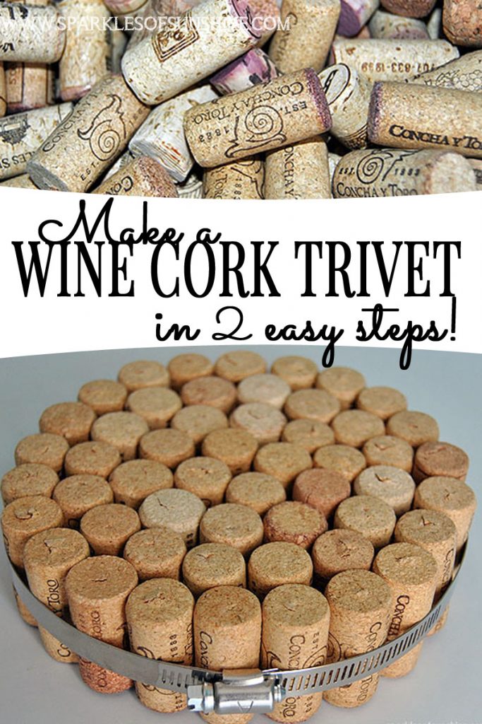 Learn how easy it is to make a wine cork trivet...just 2 easy steps! This is a great frugal gift idea!