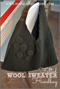 Turn an old sweater into a fun gift! Find out how easy it is to make a felted wool sweater handbag at Sparkles of Sunshine.