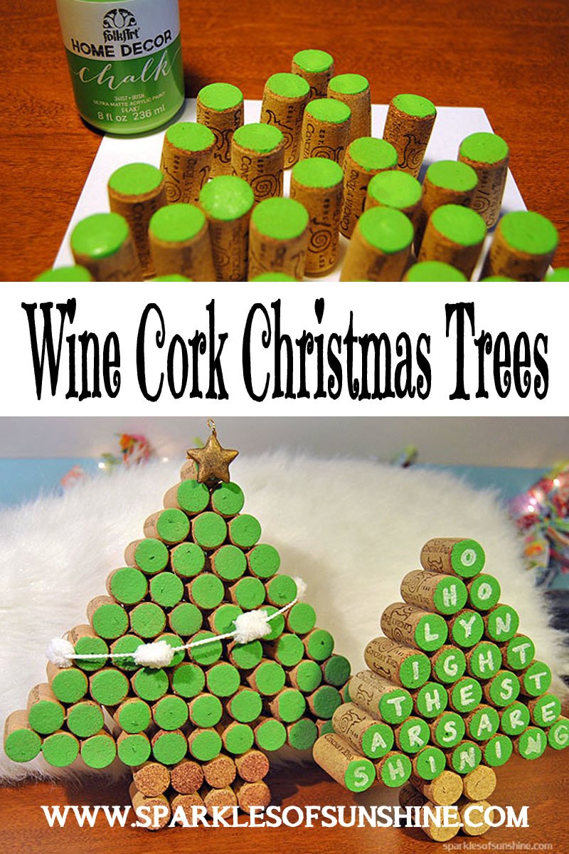 This is such a fun Christmas project...wine cork Christmas trees! Looking for a way to get rid of your wine corks? Check out these easy to make wine cork Christmas trees at Sparkles of Sunshine!