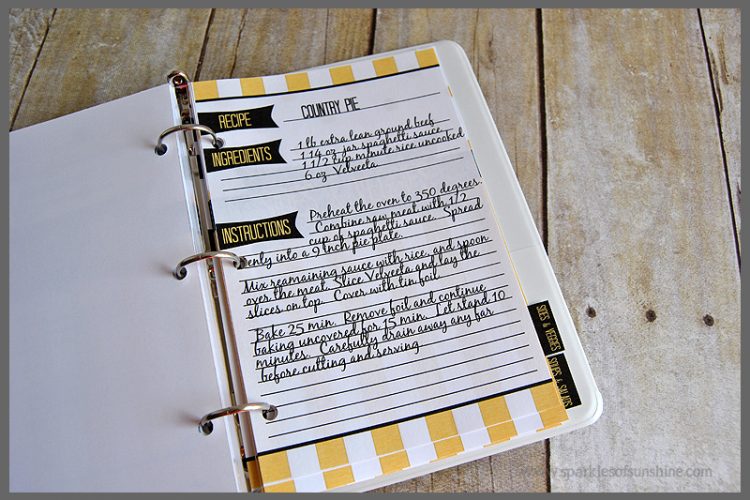 Free Recipe Printable - Sparkles of Sunshine