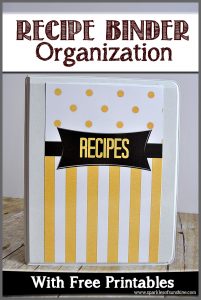 Recipe Binder Organization- Get your free printables to put together your very own Recipe Binder at Sparkles of Sunshine