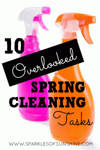 Check out this list of 10 Overlooked Spring Cleaning Tasks at Sparkles of Sunshine! Think your Spring cleaning is done? Maybe not!