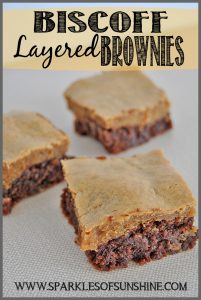 Biscoff lovers beware! Once you take a bite of these tasty Biscoff Layered Brownies, it will be hard to stop eating them! Get the recipe at Sparkles of Sunshine.