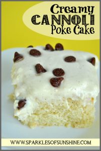 If you like a Cannoli, you'll love this recipe for a Cannoli Poke Cake at Sparkles of Sunshine.