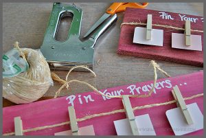 Learn how to make your own Pin Your Prayers pallet wood sign for your home at Sparkles of Sunshine.