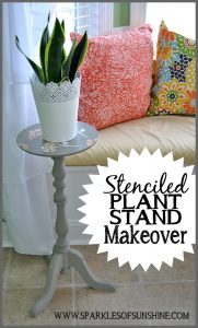 Let this stenciled plant stand makeover at Sparkles of Sunshine inspire you to update some old furniture pieces from your home today!