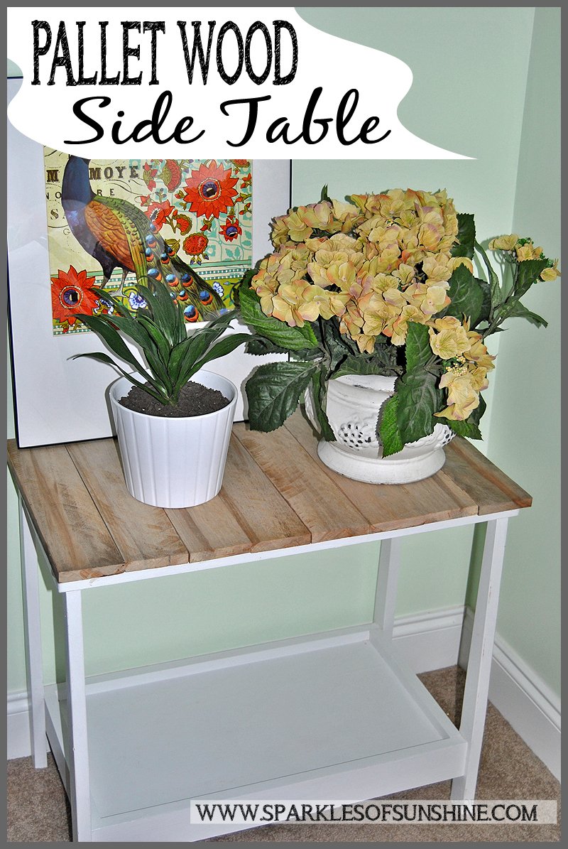 This easy pallet wood side table at Sparkles of Sunshine only cost $3 to make after a trip to the thrift store!