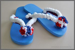Easy Patriotic Crocheted Flip Flops Free Pattern at Sparkles of Sunshine.