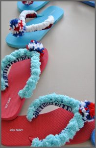 Easy Patriotic Crocheted Flip Flops Free Pattern at Sparkles of Sunshine.