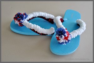 Easy Patriotic Crocheted Flip Flops Free Pattern at Sparkles of Sunshine.
