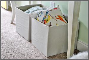 Have cheap storage bins lacking personality? Check out this easy storage bin makeover at Sparkles of Sunshine! All you need is painters tape, paint and a little time to make this easy transformation!