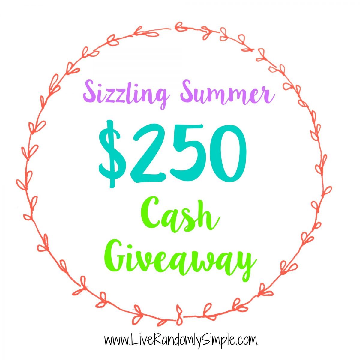 Sizzling Summer $250 Cash Giveaway at Sparkles of Sunshine!