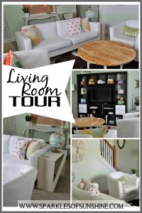 Living room tour packed with lots of DIY and decorating ideas at Sparkles of Sunshine.