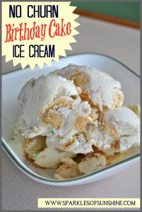Love the taste of birthday cake? Then you'll love this easy to make No Churn Birthday Cake Ice Cream recipe from Sparkles of Sunshine!