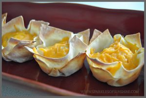 Recipe for easy but tasty Prosciutto & Ricotta Wonton Cupcakes at Sparkles of Sunshine. An excellent appetizer!