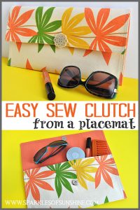 Learn how to make an easy sew clutch from a kitchen placemat at Sparkles of Sunshine!