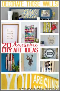 Decorate those walls! Get inspired with 20 Awesome DIY Art Ideas at Sparkles of Sunshine.