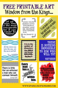 Royal wisdom from the kings, free printables from Sparkles of Sunshine.