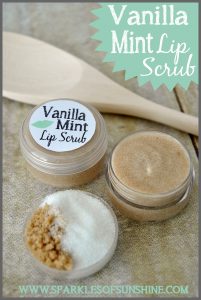 Easy DIY Vanilla Mint Lip Scrub recipe at Sparkles of Sunshine.
