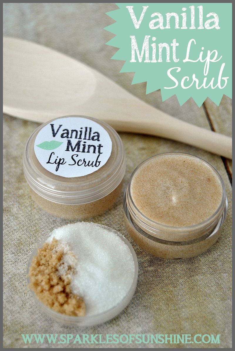 Easy DIY Vanilla Mint Lip Scrub recipe at Sparkles of Sunshine.