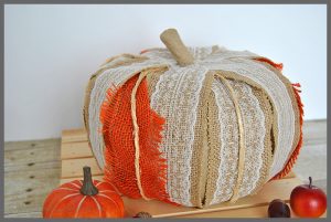 Check out this easy DIY burlap & lace rustic pumpkin at Sparkles of Sunshine. It's the perfect addition to your fall decor!