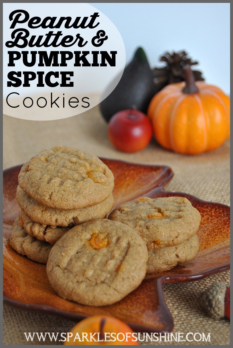 Delicious Peanut Butter & Pumpkin Spice cookies recipe from Sparkles of Sunshine is easy to make with just 4 ingredients. Perfect cookie for the fall season!