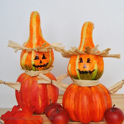 Make Fall Scarecrows From Pumpkins & Gourds