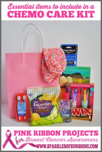 The perfect gift for a cancer fighting friend is a chemo care kit. What should you include in a chemo care kit? Find out at Sparkles of Sunshine!