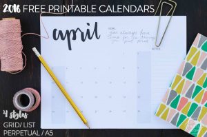Lemon Thistle free printable 2016 Calendars