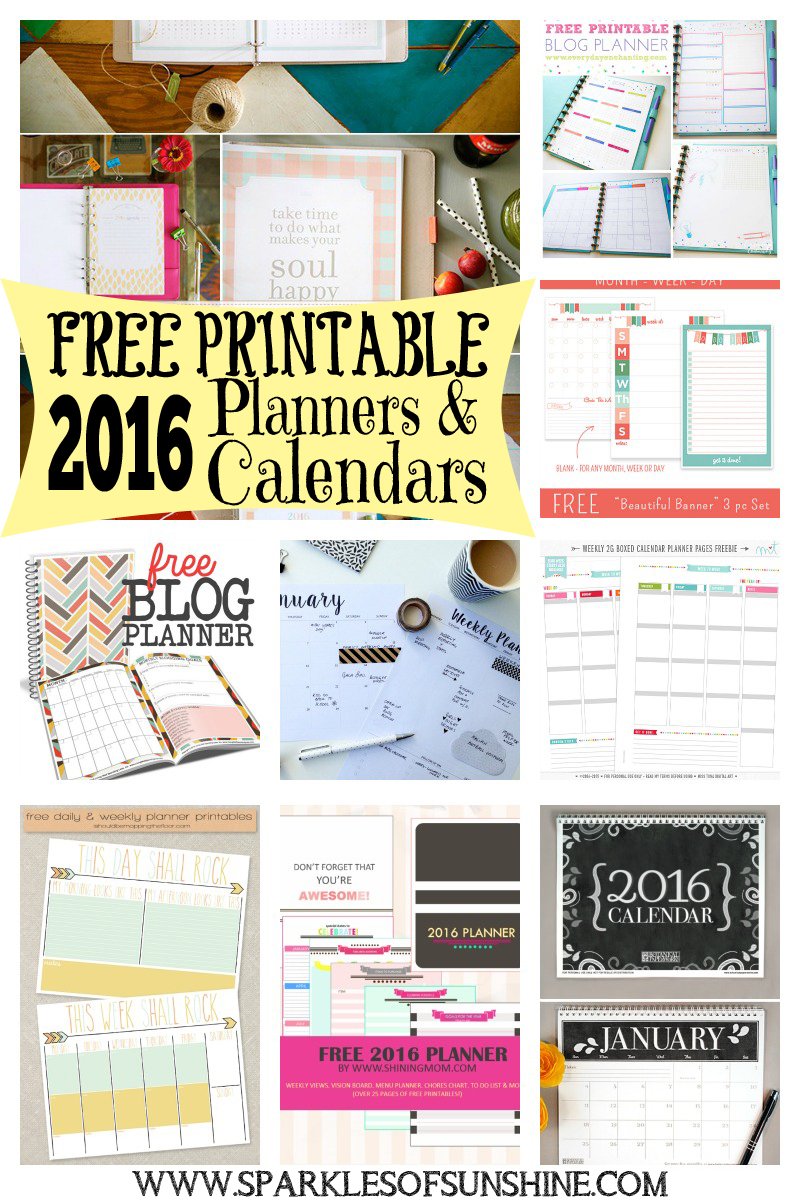 achtergrond voorbeeld delicaat FREE Printable 2016 Planners & Calendars - Sparkles of Sunshine