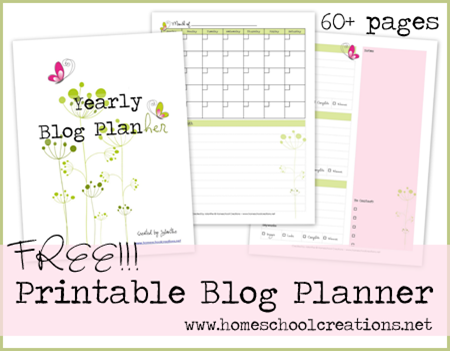 Free Printable Blog Planner at Homeschool Creations