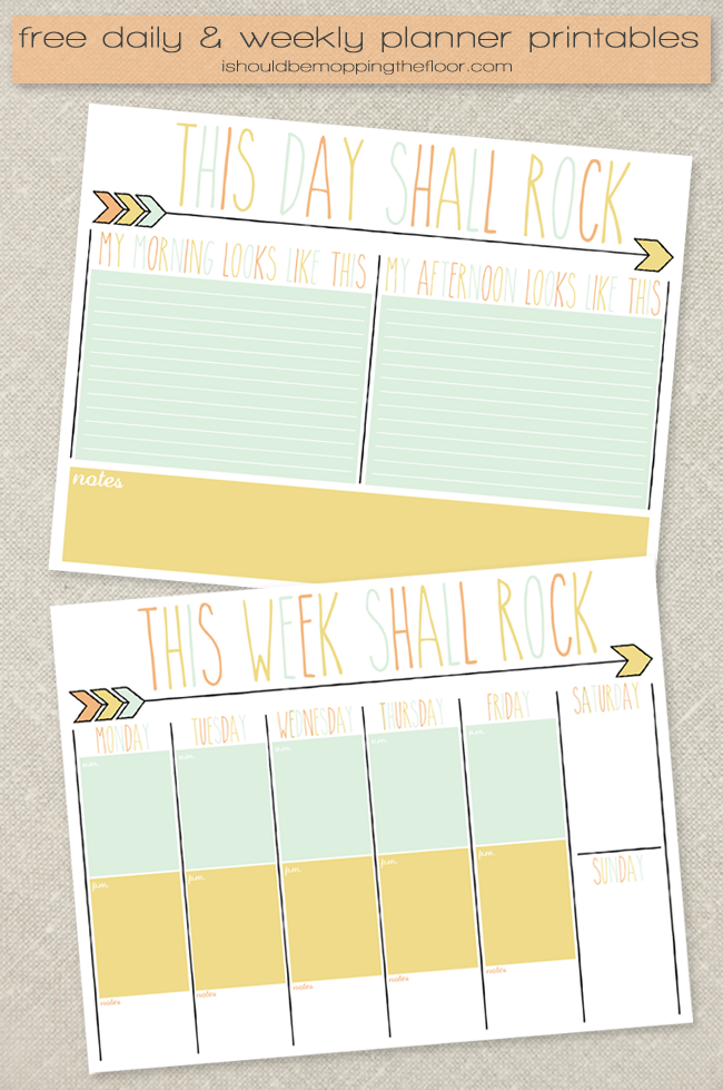 I Should Be Mopping the Floor Free Daily and Weekly Planner Printables