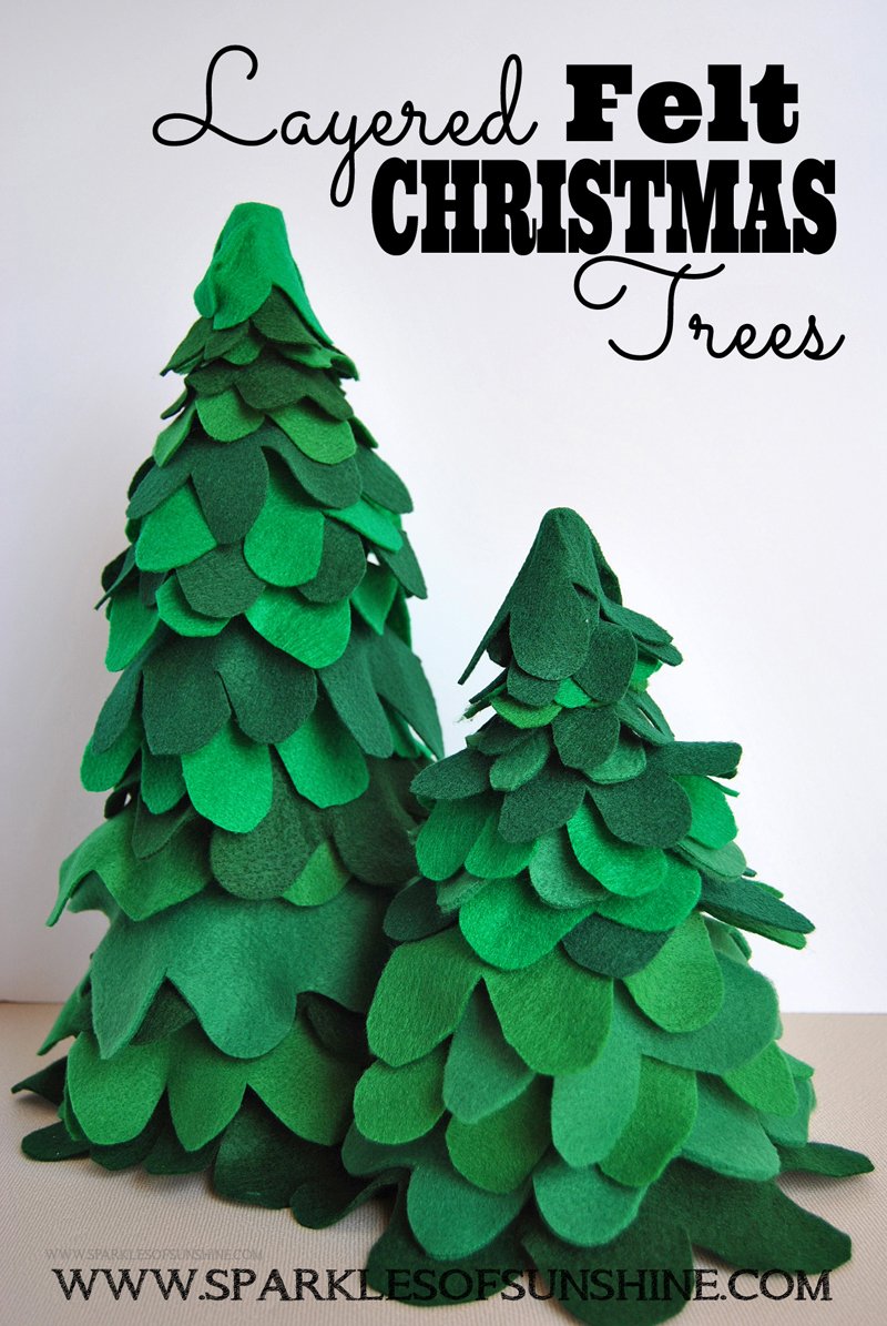 These Layered Felt Christmas Trees are an easy fun craft for the holidays. See the easy tutorial at Sparkles of Sunshine.