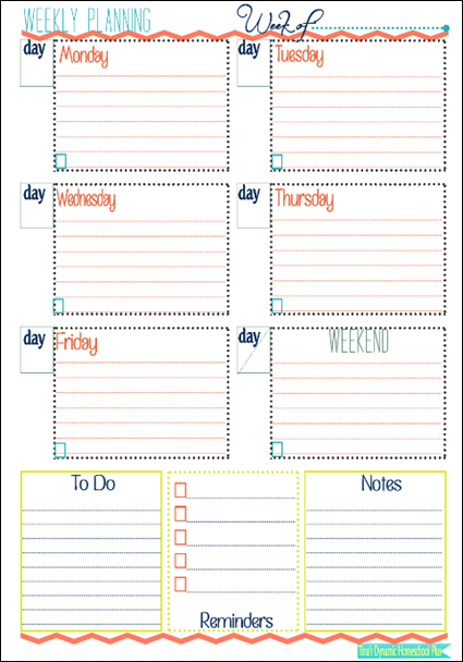 Week Planning Pages Tina's Dynamic Homeschool Plus