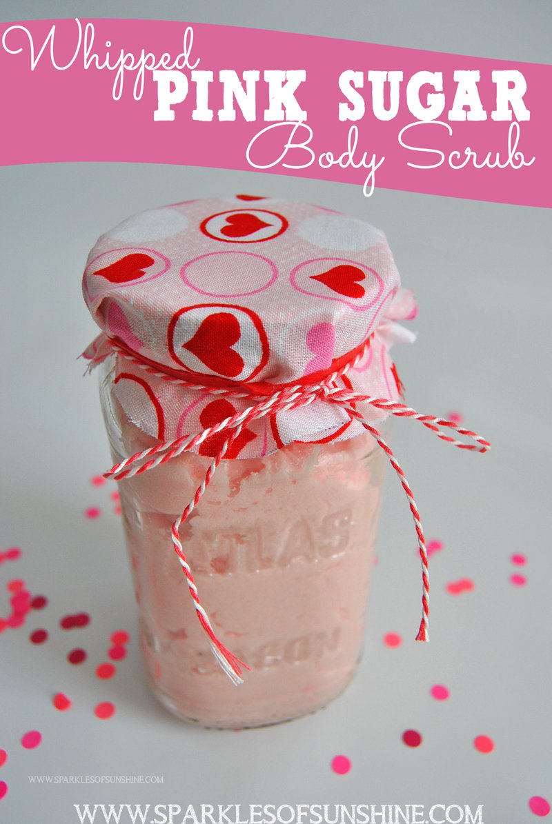 This easy to make sugary sweet whipped pink sugar body scrub is the perfect handmade gift...unless you want to keep it for yourself!