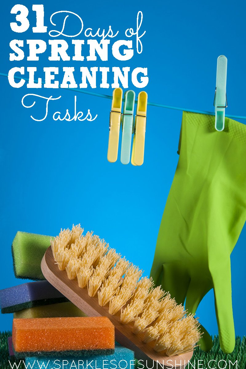 Don't get overwhelmed with your Spring Cleaning tasks, instead get them done over a month's time with this list of 31 Days of Spring Cleaning Tasks. There's a free printable checklist!