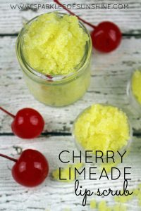Use this cherry limeade sugar scrub to get soft, kissable lips naturally. Get the easy DIY recipe today at Sparkles of Sunshine.