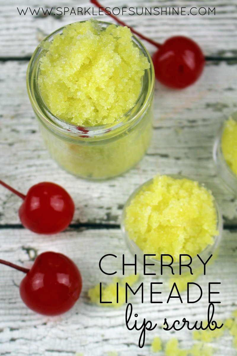 Use this cherry limeade lip scrub to get soft, kissable lips naturally. Get the easy DIY recipe today at Sparkles of Sunshine.