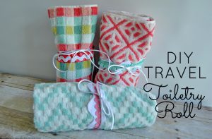 Make travel easy with this DIY travel toiletry roll tutorial. Learn how to turn a hand towel into a pretty travel toiletry kit today!