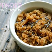 Keep skin smooth and hydrated by using this all natural lavender sugar scrub. Get the recipe to make your own lavender sugar scrub today!