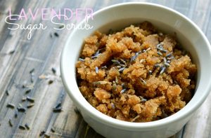 Keep skin smooth and hydrated by using this all natural lavender sugar scrub. Get the recipe to make your own lavender sugar scrub today!