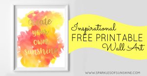 Be sure to snag your copy of this adorable Create Your Own Sunshine inspirational free printable wall art from Sparkles of Sunshine.