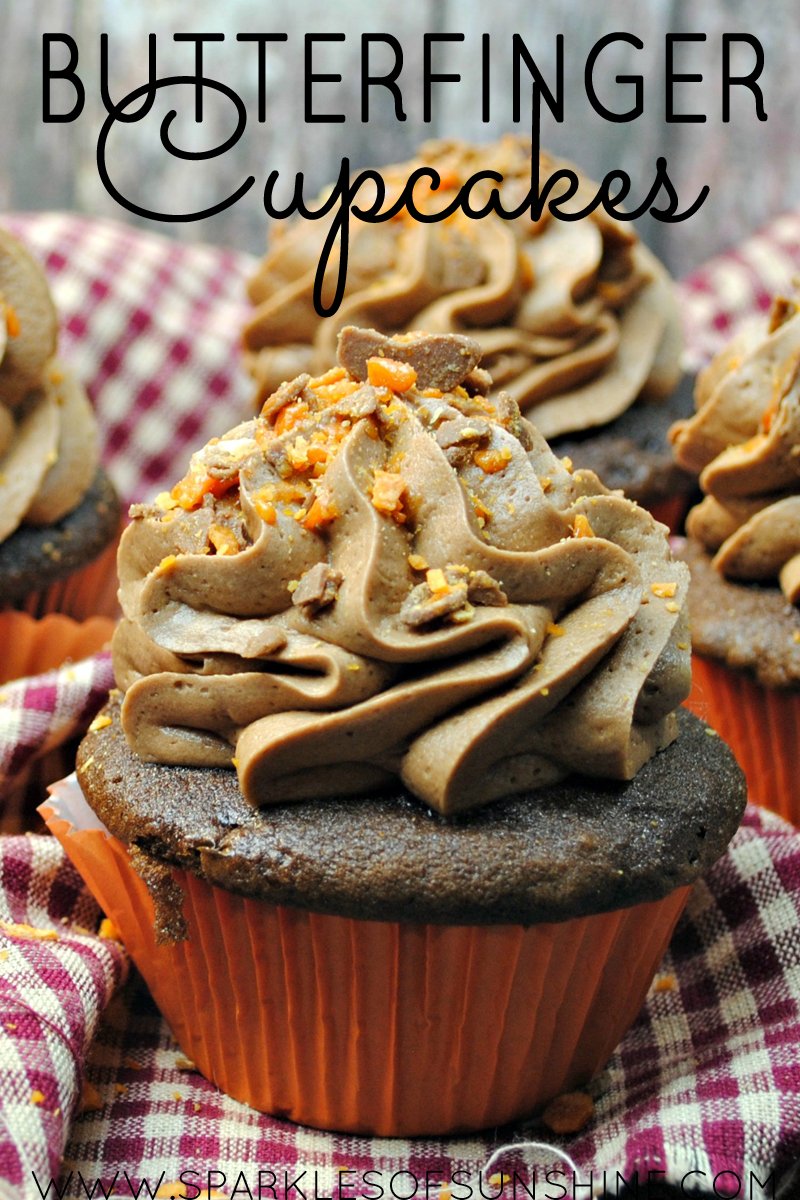 All you love about a Butterfinger candy bar, chocolate and peanut butter, in a cupcake! Get the Butterfinger Cupcake recipe today!