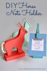 Here's a stylish way to keep up with those important notes on your desk. Make your own DIY Horse Note Holder. Get the details at Sparkles of Sunshine today.