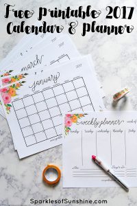 Free Printable 2017 Monthly Calendar and Weekly Planner
