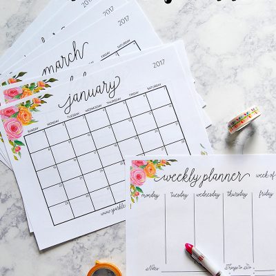 Free Printable 2017 Monthly Calendar and Weekly Planner